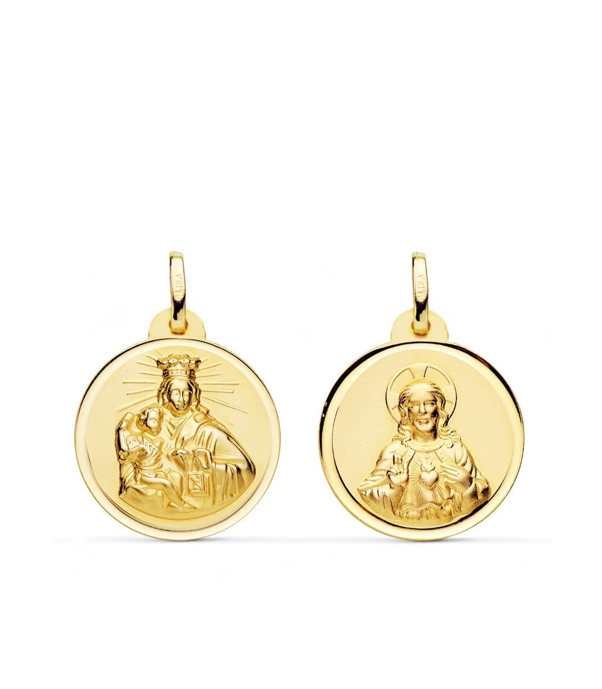 V. du Mont Carmel et C. Jésus Or 18K Scapulaire Biseauté 20 mm