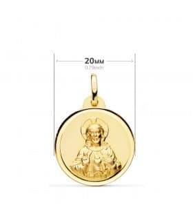V. Carmen y C. Jesús Oro 18K Escapulario Bisel 20mm
