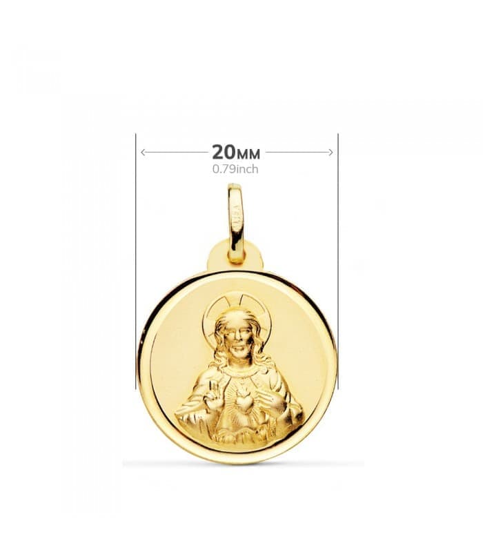 V. du Mont Carmel et C. Jésus Or 18K Scapulaire Biseauté 20 mm