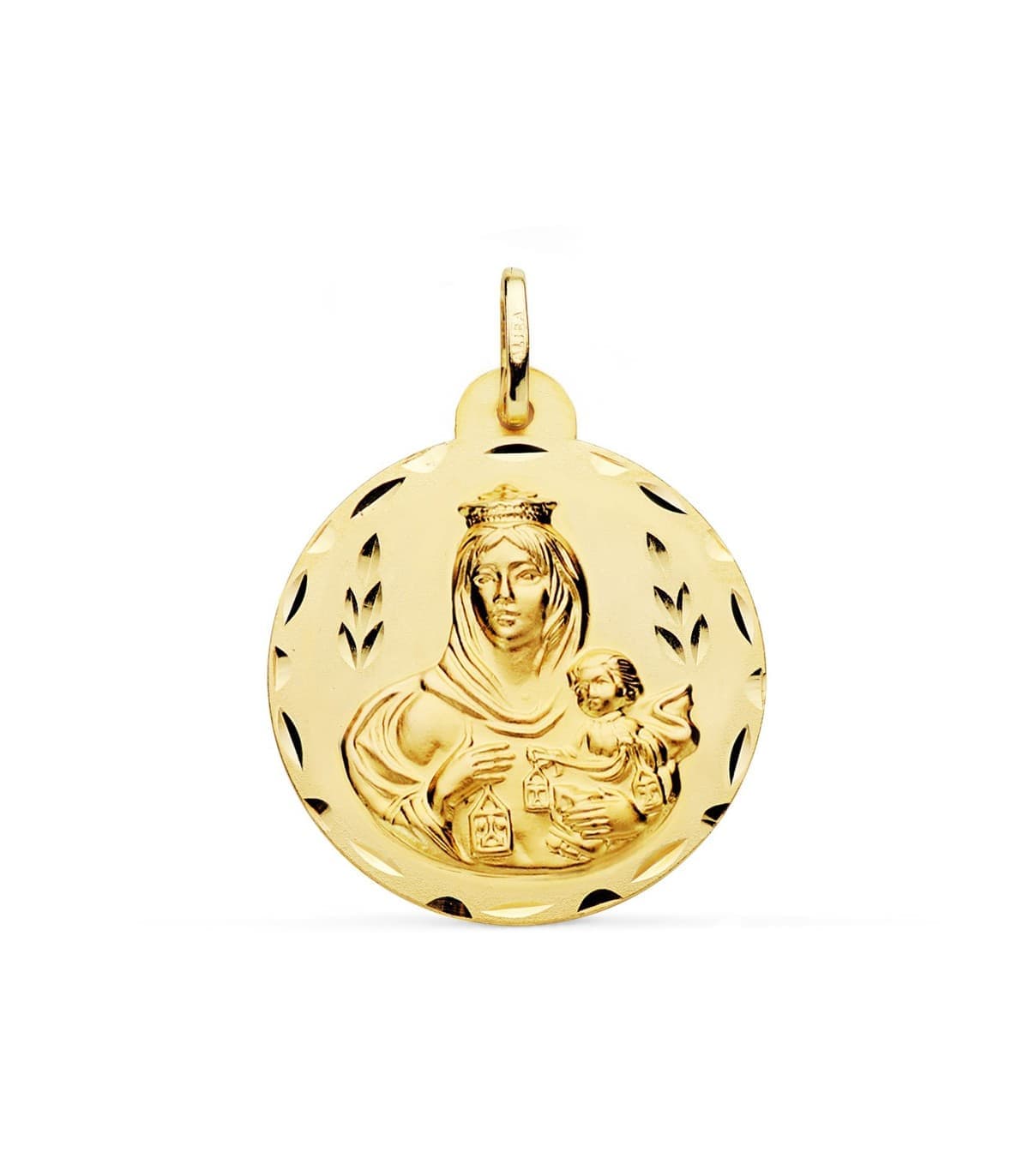 Medalla Virgen Carmen Oro 18K 28mm Tallada