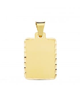 Chapa Colgante rectangular tallado Oro 18K 24 mm