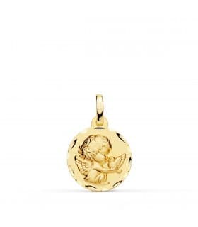 Médaille Ange à la colombe Or Jaune 18K 14MM