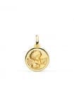 Medalla Ángel y Paloma Oro 18K 14MM Bisel