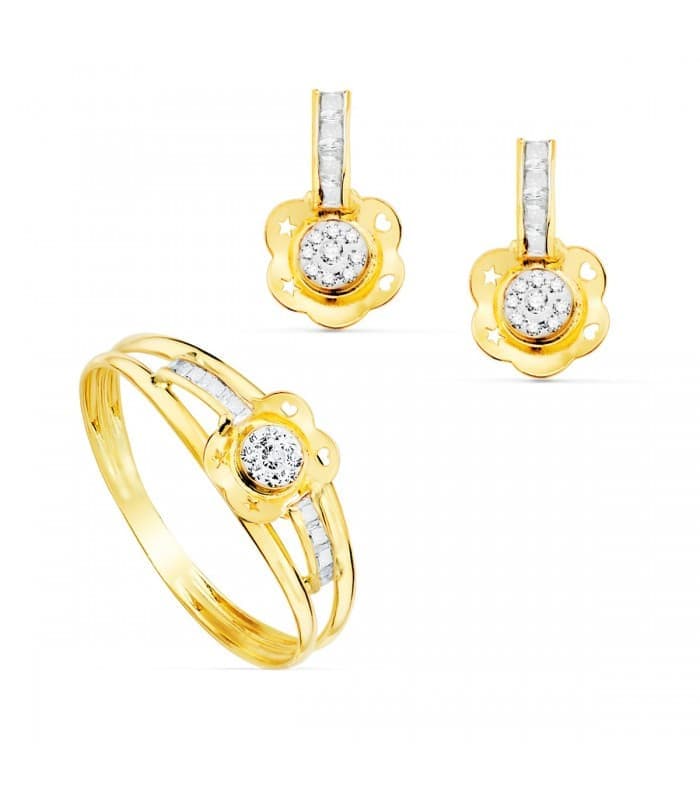 Parure Bijoux Fille Or Jaune 18K Fleur