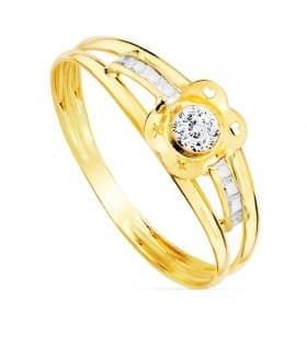 Parure Bijoux Fille Or Jaune 18K Fleur. Set de bijoux