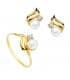 Juego de Comunión Oro Bicolor 18K Bandas Perla - conjunto de comunion