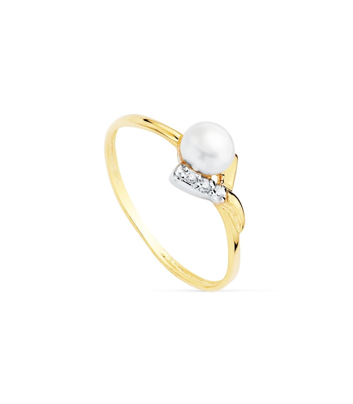 Sortija niña Comunión Asun Oro Bicolor 18K Perla