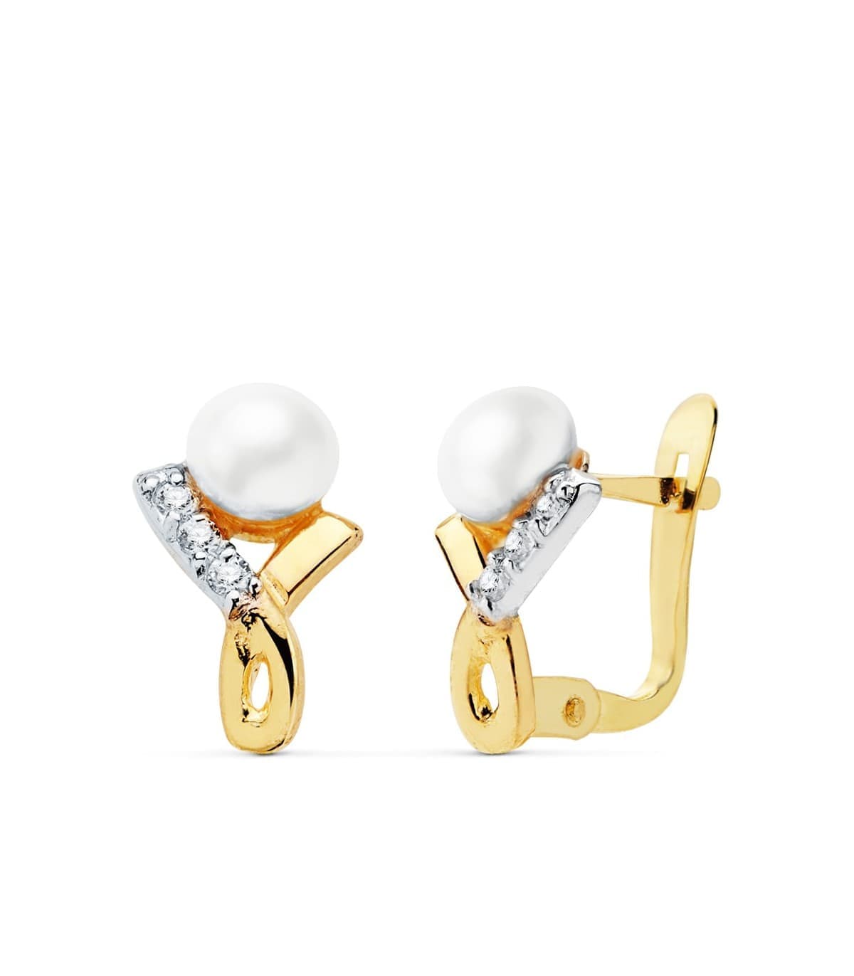 Pendientes niña Comunión Asun Oro Bicolor 18K Perla