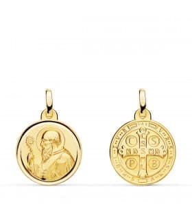 Médaille Saint Benoit Or Jaune 18 carats 16 mm