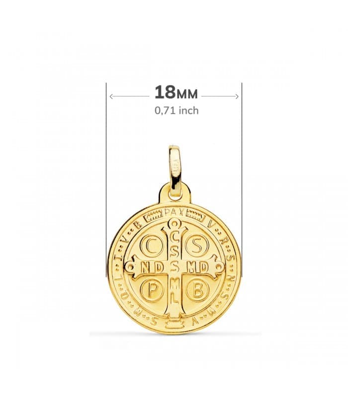Cruz San Benito 18 Ktes 18mm escapulario santo - Medalla religiosa, bautizo, comunión