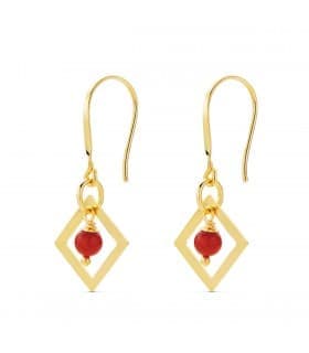 Orecchini donna rombo corallo-turchese oro giallo 18kt