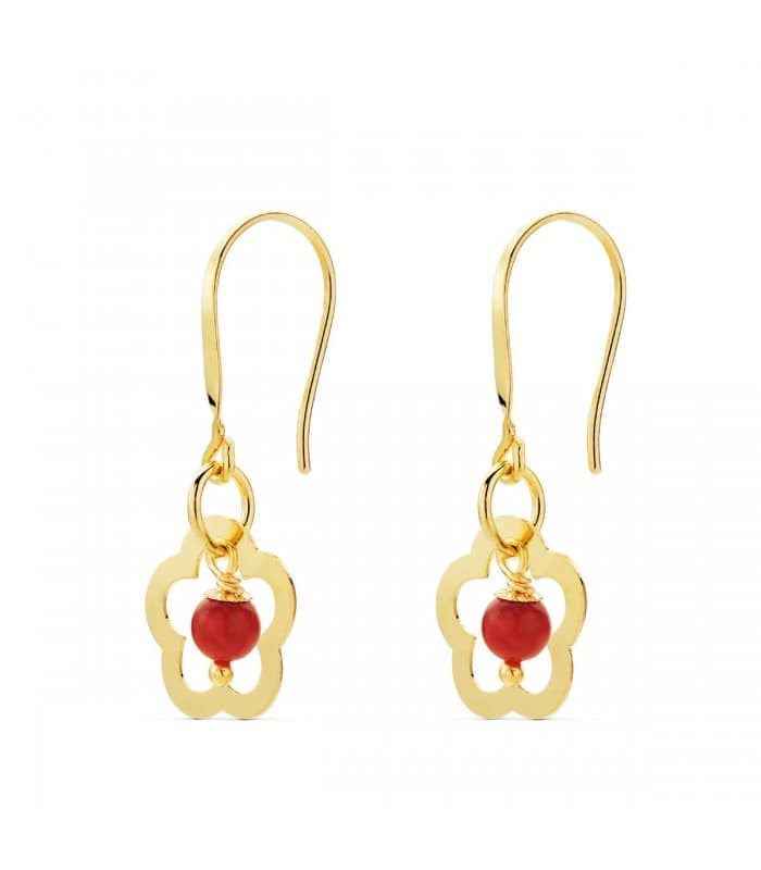 Ohrringe 750 Gold 15356 Blume - Koralle oder Türkis