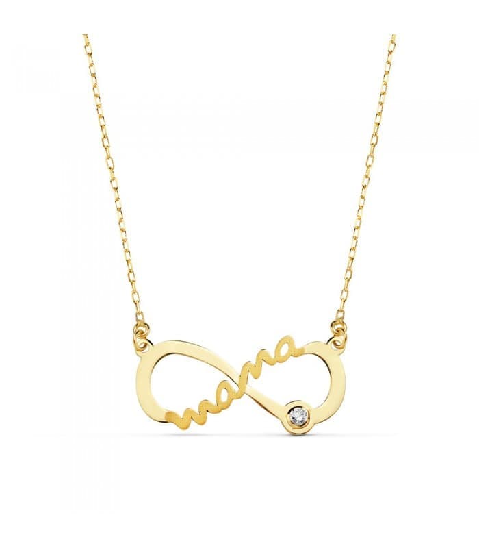 Collar Mamá Infinito Oro Amarillo 9K