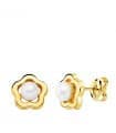 Orecchini bambina Comunione Candela oro 18kt Fiore