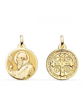 Escapulario San Benito Oro amarillo 18K 18mm Brillo