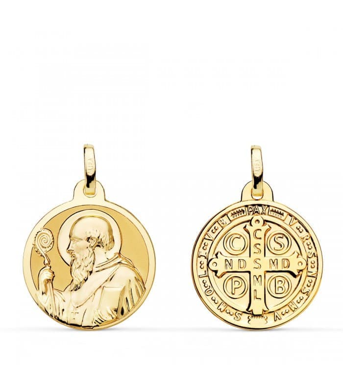 Scapulaire Or Jaune Saint Benoît 18 carats or jaune médaille religieuse