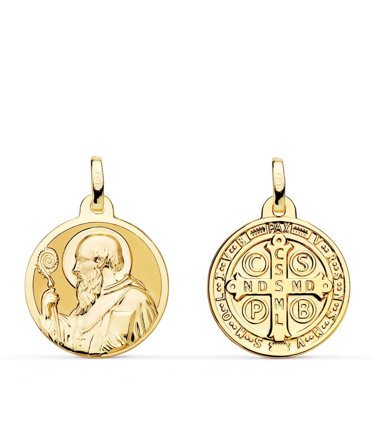 Escapulario San Benito Oro amarillo 18K 18mm Brillo
