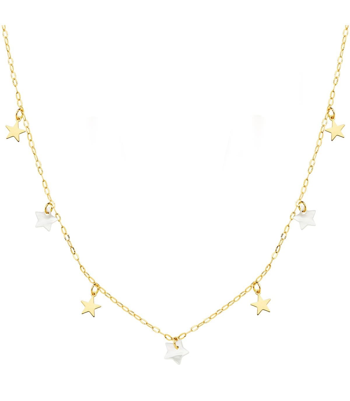 Collier Femme Étoiles Nacre Or Jaune 18K 40 cm