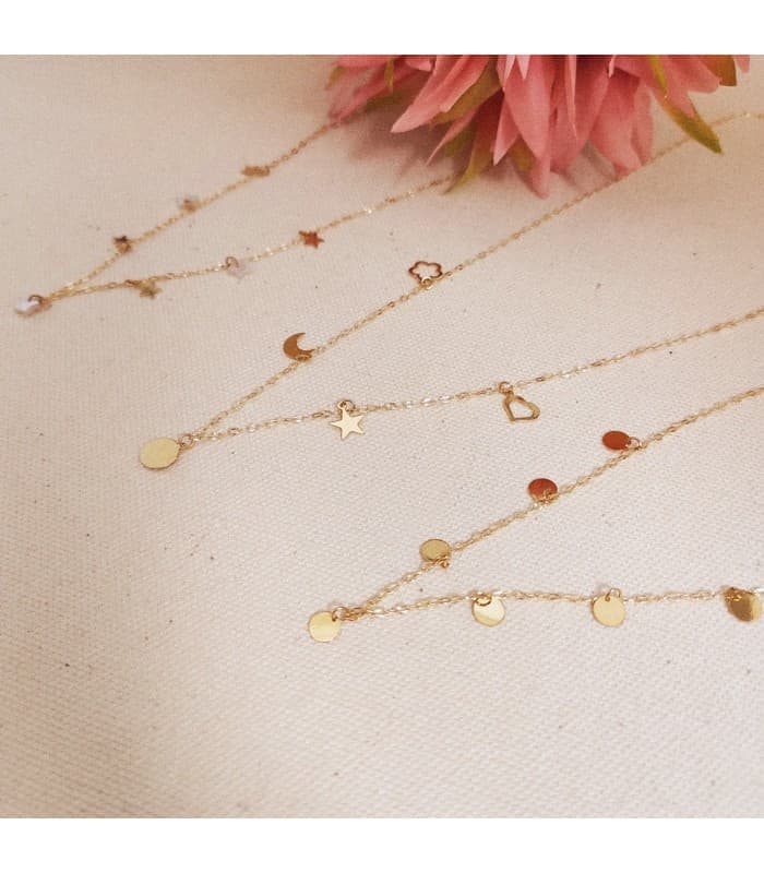 Collier Femme Étoiles Nacre Or Jaune 18K 40 cm