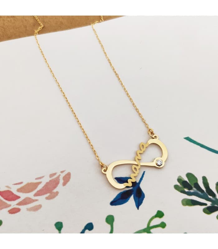 Collar Mamá Infinito Oro Amarillo 9K