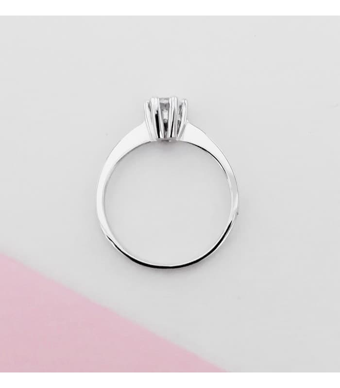 Bague de fiançailles avec pierre 6 griffes – Solitaire Salvatore 18K OR BLANC