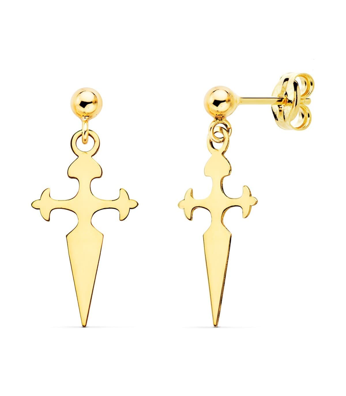Boucles d'oreilles Croix Pendentif Or Jaune 18K