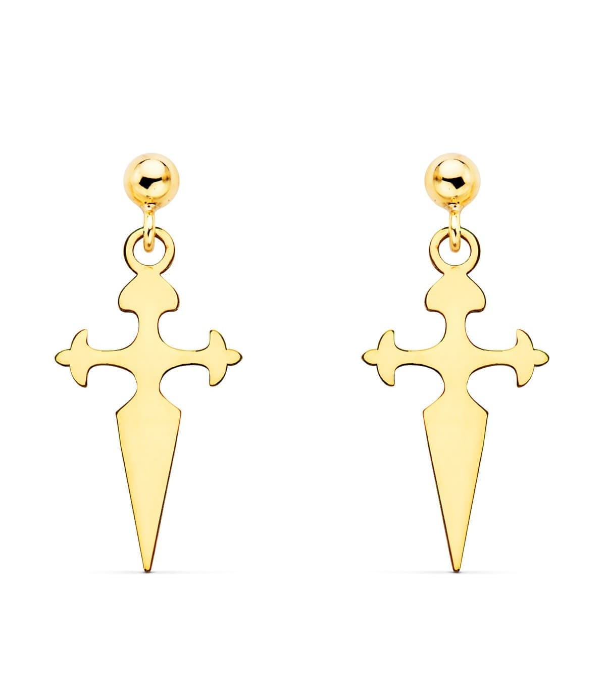 Orecchini Croce San Giacomo di Compostella prendente oro giallo 18Kt