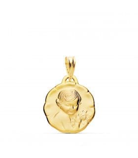 Medalla de oro para bebé Dulce Niño de la flor 18 kilates joya personalizada