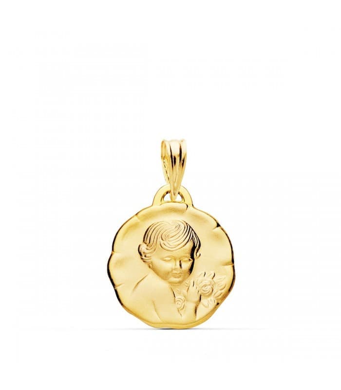 Medalla de oro para bebé Dulce Niño de la flor 18 kilates joya personalizada