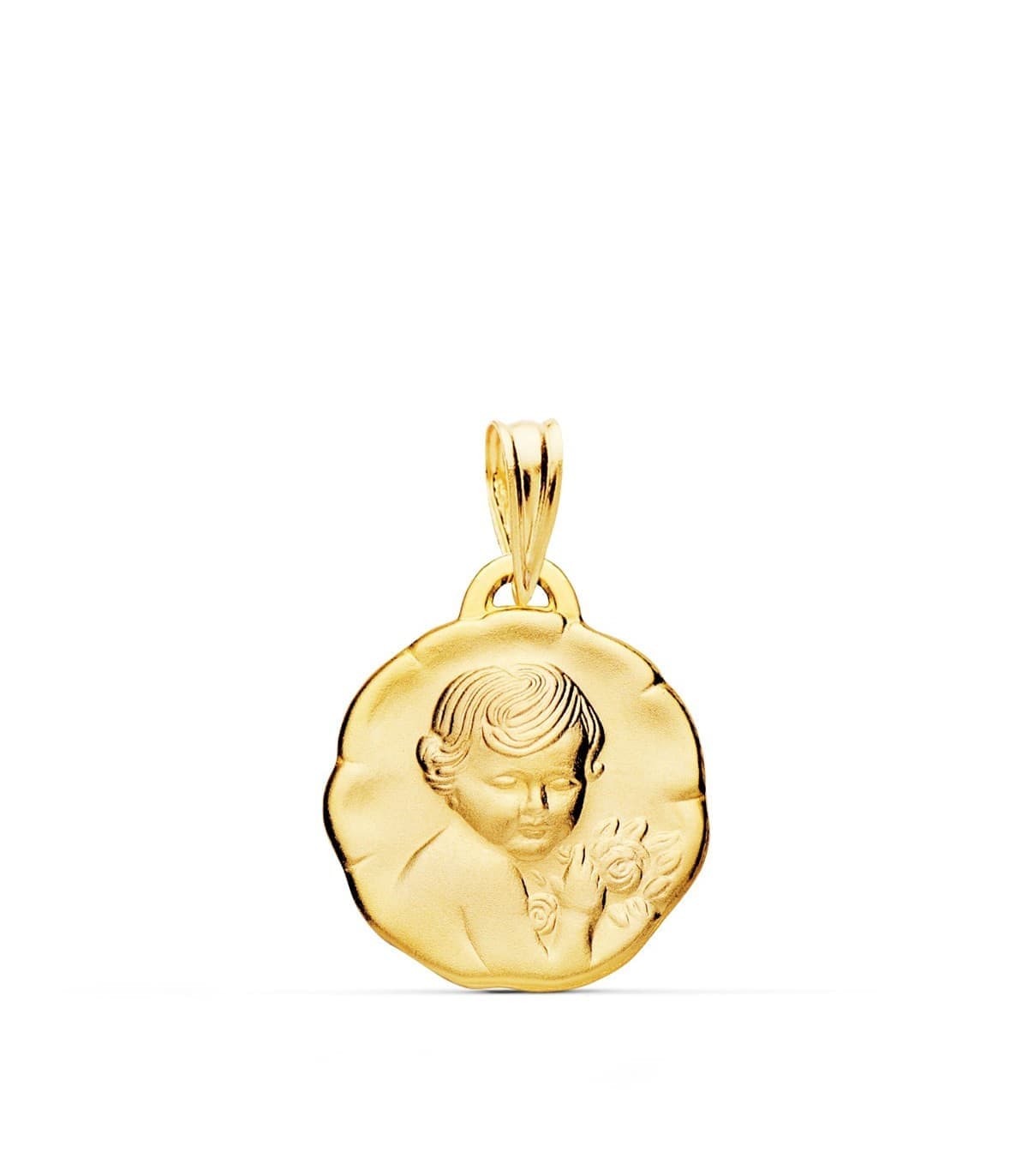 Medalla de oro para bebé Dulce Niño de la flor 18 kilates joya personalizada