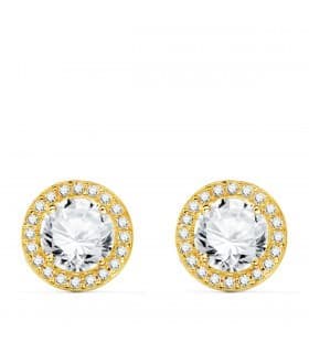 Orecchini punto luce Candida, ideale da donna, in oro giallo 18kt rosetta con zircone