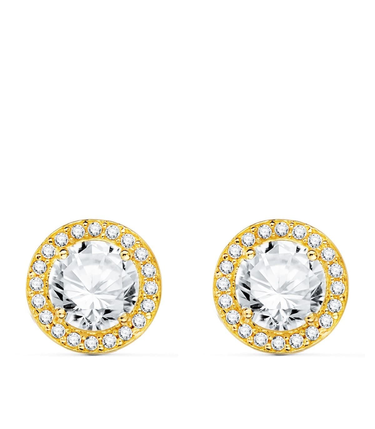Orecchini punto luce Candida, ideale da donna, in oro giallo 18kt rosetta con zircone