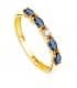 Bague Marquise Or Jaune 18K Bleue