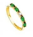 Bague Marquise Or Jaune 18K Verte