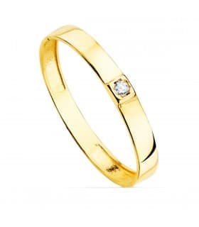 Anillo Mujer Fine Cristal oro amarillo 18K alianza solitario
