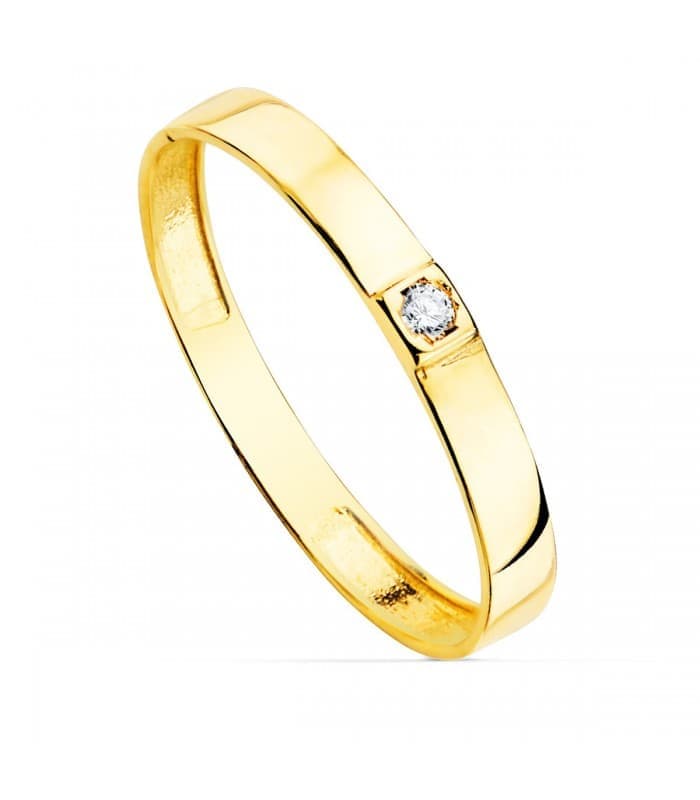 Bandring Gold 18K „Fine Cristal“, Solitärring für Damen – Eheringe online kaufen