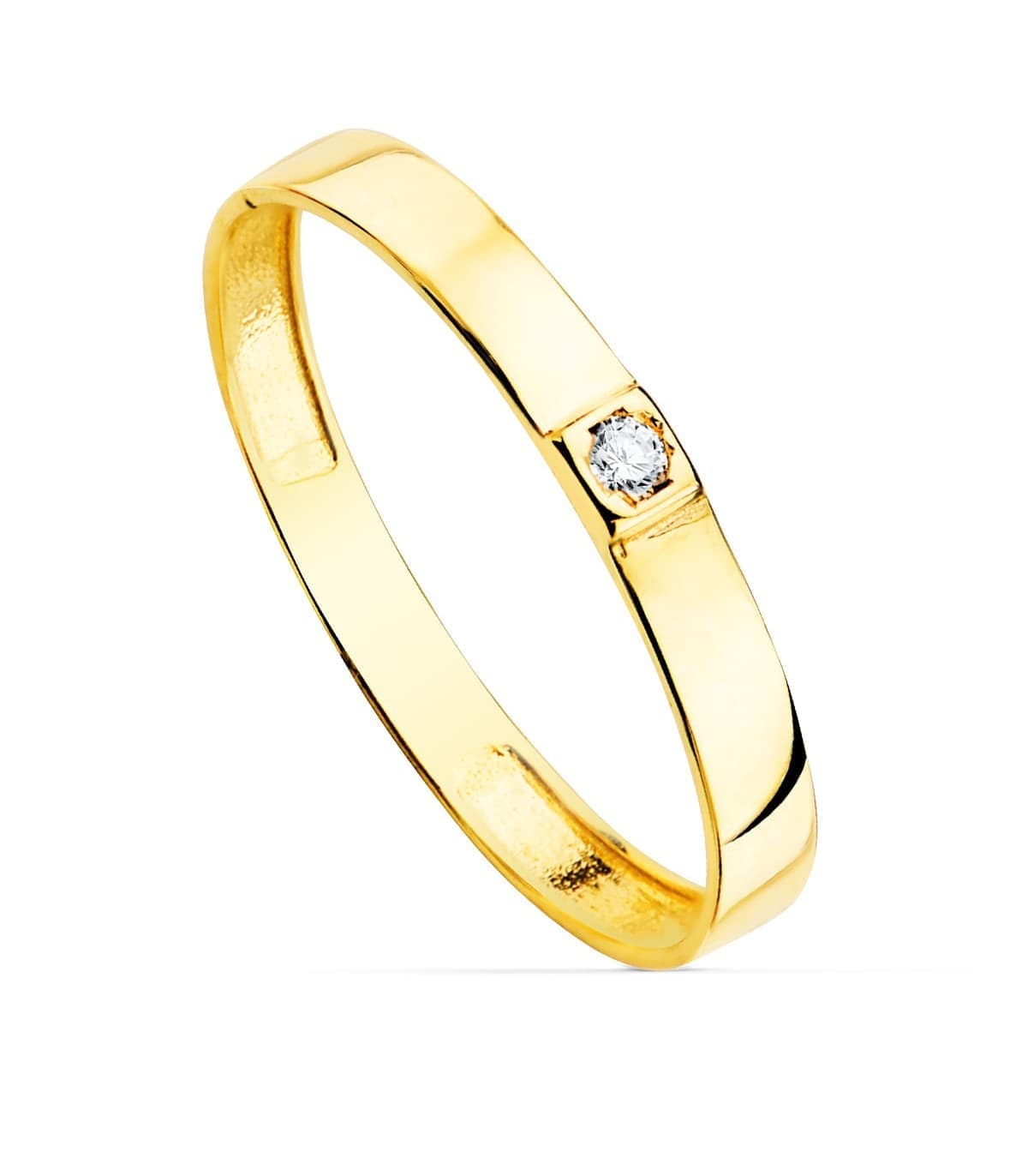 Bandring Gold 18K „Fine Cristal“, Solitärring für Damen – Eheringe online kaufen