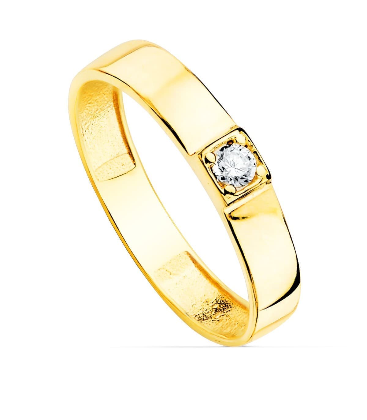 Bandring mit Zirkonia Flat | Goldring 18K 19528, online kaufen