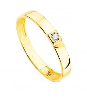 Bandring mit Zirkonia Flat Stone | Goldring 18K 19529-OA, online kaufen