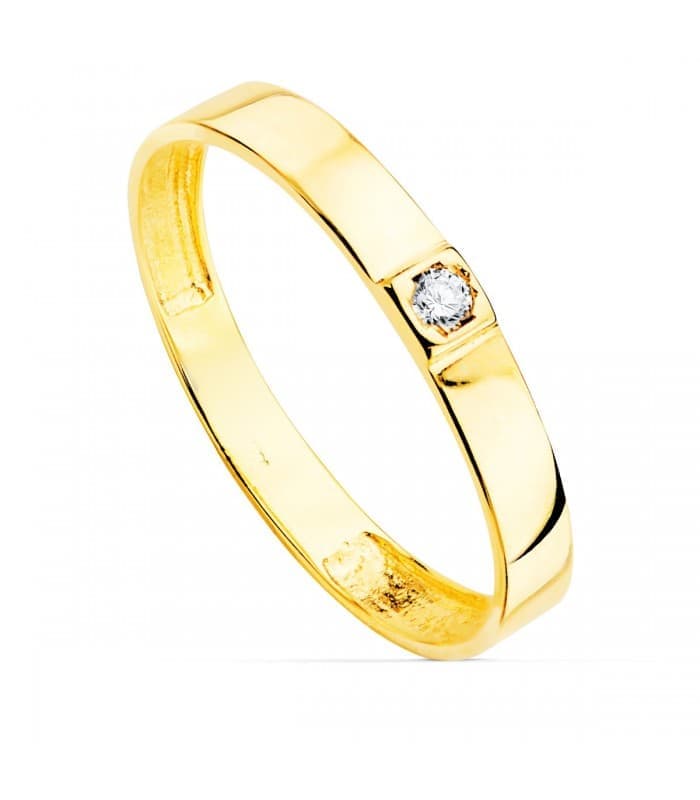 Bandring mit Zirkonia Flat Stone | Goldring 18K 19529-OA, online kaufen