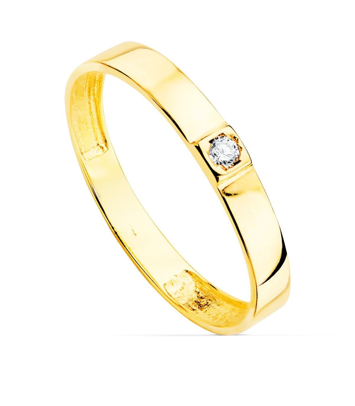 Bandring mit Zirkonia Flat Stone | Goldring 18K 19529-OA, online kaufen