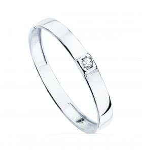 Anillo Mujer Fine Cristal oro blanco 18K solitario alianza