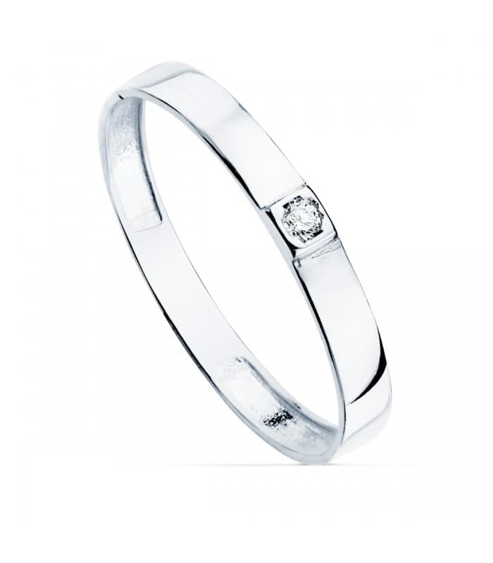 Bandring Weißgold 18K „Fine Cristal“, Solitärring für Damen – Eheringe online kaufen