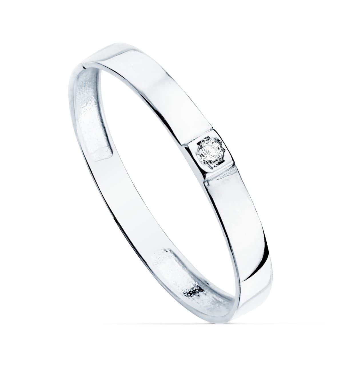 Bandring Weißgold 18K „Fine Cristal“, Solitärring für Damen – Eheringe online kaufen