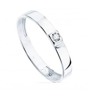 Bandring Weißgold mit Zirkonia Flat Stone | Goldring 18K 19529-OB, online kaufen