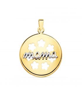 Pendentif "Mamá" Plaque Or bicolore 18K