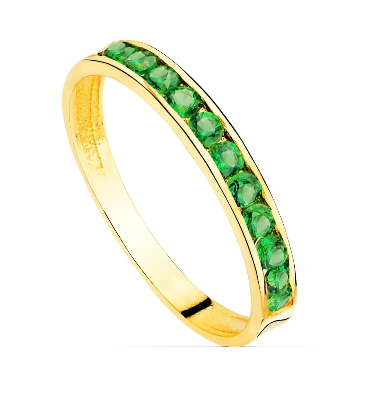 Memoire-Ring Zirkonia grün, Gold 18K | Ring mit Steinen für Damen
