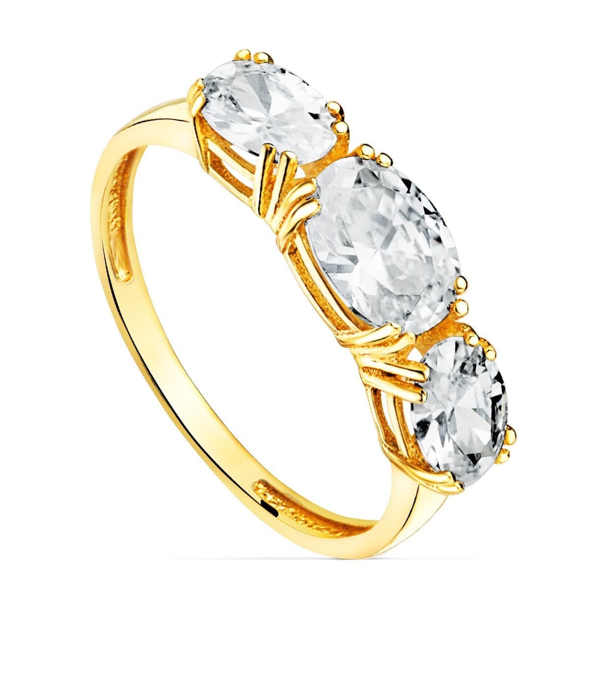 Trilogy Verlobungsring Gelbgold 750 mit ovalem Zirkonia 19531-OA