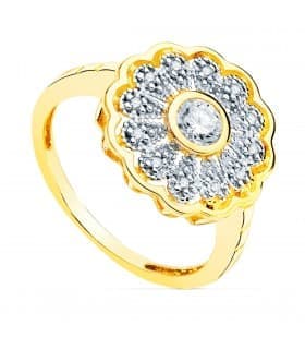 Sortija mujer oro bicolor 18K Rosetón