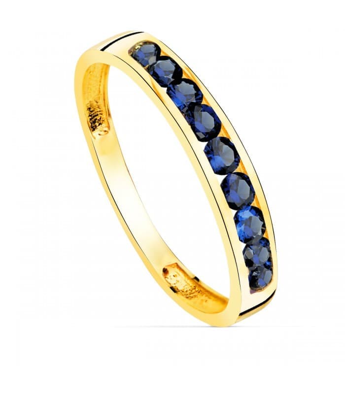 Memoire-Ring Zirkonia blau, Gold 18K | Ring mit Steinen für Damen – 14481